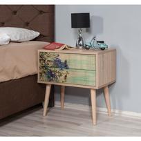 stalas 60 40 - Naktinis staliukas Kalune Design 863 (VIII), 61 cm, ąžuolo/žalios spalvos - 4 nuotrauka