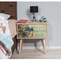 stalas 60 40 - Naktinis staliukas Kalune Design 863 (VIII), 61 cm, ąžuolo/žalios spalvos - 5 nuotrauka