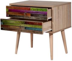 stalas 60 40 - Naktinis staliukas Kalune Design 863 (VIII), 61 cm, ąžuolo/įvairių spalvų - 3 nuotrauka
