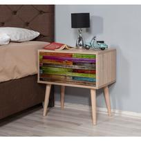 stalas 60 40 - Naktinis staliukas Kalune Design 863 (VIII), 61 cm, ąžuolo/įvairių spalvų - 4 nuotrauka