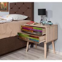 stalas 60 40 - Naktinis staliukas Kalune Design 863 (VIII), 61 cm, ąžuolo/įvairių spalvų - 6 nuotrauka