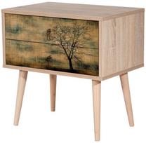 Naktinis staliukas Kalune Design 863 (VIII), 61 cm, ąžuolo spalvos/tamsiai žalias
