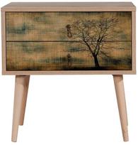 stalas 60 40 - Naktinis staliukas Kalune Design 863 (VIII), 61 cm, ąžuolo spalvos/tamsiai žalias - 2 nuotrauka