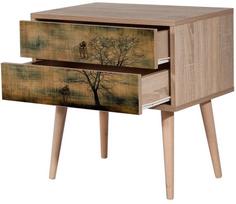 stalas 60 40 - Naktinis staliukas Kalune Design 863 (VIII), 61 cm, ąžuolo spalvos/tamsiai žalias - 3 nuotrauka