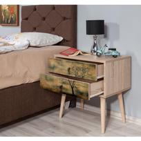 stalas 60 40 - Naktinis staliukas Kalune Design 863 (VIII), 61 cm, ąžuolo spalvos/tamsiai žalias - 6 nuotrauka
