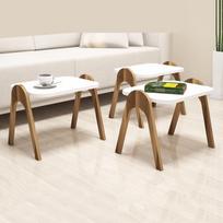 graikiniai riesutai - 3-jų kavos staliukų komplektas Kalune Design 845, baltas/rudas - 3 nuotrauka