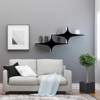 balta pakabinama lentyna - Pakabinama lentyna Kalune Design Wall Shelf 775, 135 cm, balta/juoda - 2 nuotrauka