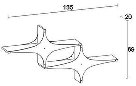 balta pakabinama lentyna - Pakabinama lentyna Kalune Design Wall Shelf 775, 135 cm, balta/juoda - 3 nuotrauka