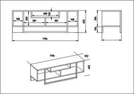 graikiniai riesutai - TV staliukas Kalune Design Asal 120 cm, rudas/juodas - 4 nuotrauka