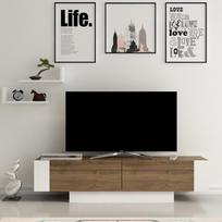 graikiniai riesutai - Kalune Design TV stalas Matera - Walnut, Baltas - 2 nuotrauka