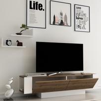 graikiniai riesutai - Kalune Design TV stalas Matera - Walnut, Baltas - 3 nuotrauka