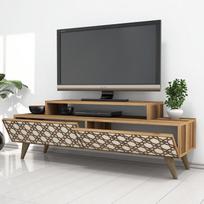 graikiniai riesutai - Kalune Design TV stalas City - Walnut, Kreminis - 3 nuotrauka