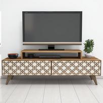 graikiniai riesutai - Kalune Design TV stalas City - Walnut, Kreminis - 4 nuotrauka