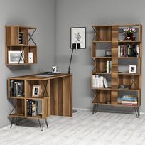 stalas knyga - Rašomasis stalas su lentyna Kalune Design 845 (III), rudas/juodas - 2 nuotrauka