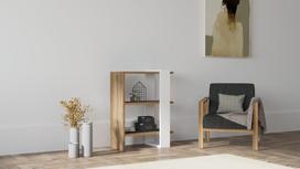 graikiniai riesutai - Pastatoma lentyna Kalune Design Gaye, ruda/balta - 3 nuotrauka