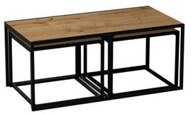 stalas 120 x 60 - 3-jų kavos staliukų komplektas Kalune Design Gigante, rudas/juodas - 2 nuotrauka