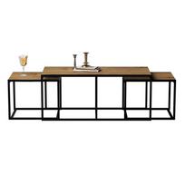 stalas 120 x 60 - 3-jų kavos staliukų komplektas Kalune Design Gigante, rudas/juodas - 4 nuotrauka