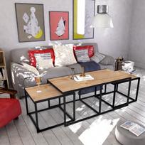 stalas 120 x 60 - 3-jų kavos staliukų komplektas Kalune Design Gigante, rudas/juodas - 5 nuotrauka