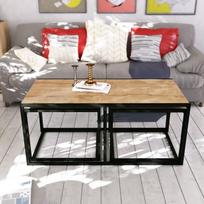 stalas 120 x 60 - 3-jų kavos staliukų komplektas Kalune Design Gigante, rudas/juodas - 6 nuotrauka