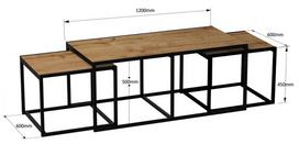 stalas 120 x 60 - 3-jų kavos staliukų komplektas Kalune Design Gigante, rudas/juodas - 7 nuotrauka