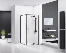 duso padeklas 80x100 - Dušo kabina REA Fargo black mat, 80x100; 90x90 cm - 2 nuotrauka