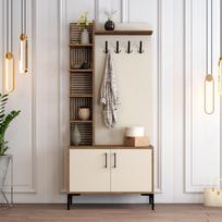 kabykla stovas - Kalune Design Salės stovas Viyana D - Walnut, Kreminis - 2 nuotrauka