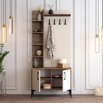 kabykla stovas - Kalune Design Salės stovas Viyana D - Walnut, Kreminis - 4 nuotrauka