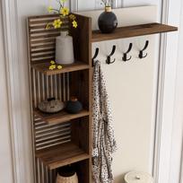 kabykla stovas - Kalune Design Salės stovas Viyana D - Walnut, Kreminis - 5 nuotrauka