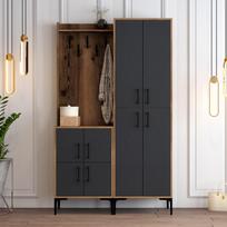prieskambario baldai - Kalune Design Salės stovas Berlin BA - Walnut, Anthracite - 2 nuotrauka