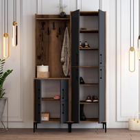 prieskambario baldai - Kalune Design Salės stovas Berlin BA - Walnut, Anthracite - 4 nuotrauka