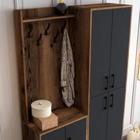 prieskambario baldai - Kalune Design Salės stovas Berlin BA - Walnut, Anthracite - 5 nuotrauka
