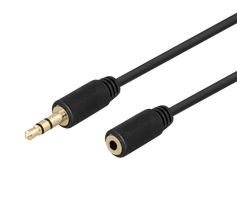 DELTACO 3.5mm, paauksuotas, 5m, juodas / 00180014