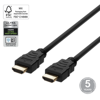 DELTACO Ultra High Speed HDMI, 8K i 60Hz, 4K, UHD i 120Hz, 3m, juodas / HU-30-R