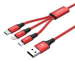 charging cable in 3 in 1 usb c - UNITEK C4049RD - 1 nuotrauka