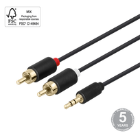 DELTACO 3.5MM Male - 2XRCA Male 2m, juodas / MM-140-K / 00180004