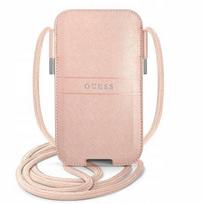 Guess "PU Saffiano Metal Logo Pouch L" Pink