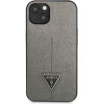 dekliukas iphone 13 mini - Guess "PU Saffiano Triangle Case iPhone 13 mini" Silver - 1 nuotrauka
