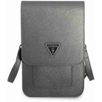 rankine telefonui - Guess "PU Saffiano Triangle Logo Phone Bag" Grey - 1 nuotrauka