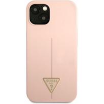 dekliukas iphone 13 mini - Guess "Silicone Line Triangle Case iPhone 13 mini" Pink - 1 nuotrauka