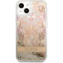 dekliukas iphone 13 mini - Guess "Liquid Glitter Paisley Case iPhone 13 mini" Gold - 1 nuotrauka