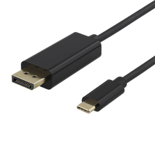 DELTACO USB-C į DisplayPort, 4K UHD, 2m, juodas / USBC-DP200-K / 00140015