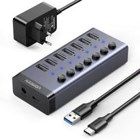 usb 3 0 hub - Ugreen daugiafunkcis HUB 7in1 USB Type C – 7x USB Type A 3.0 PD DC 12V pilka (CM481) - 1 nuotrauka