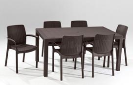 sodos stalas - Lauko stalas Keter Melody Brown, 160 x 94 x 74 cm - 4 nuotrauka