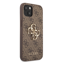deklas iphone 13 guess - Guess "PU 4G Metal Logo Case iPhone 13" Brown - 5 nuotrauka