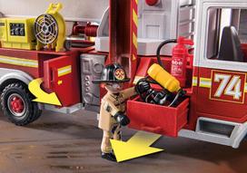 playmobil gaisrine - Konstruktorius Playmobil City Action Rescue Vehicles: Fire Engine With Tower Ladder, 113 vnt. - 5 nuotrauka