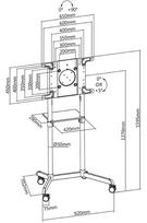 mobilus tv stovas - NEWSTAR MOBILE FLAT SCREEN FLOOR STAND (HEIGHT: 160 CM) 37-70" WHITE - 9 nuotrauka