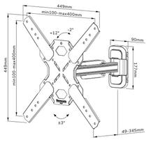 sieninis tv stovas - NEOMOUNTS SELECT SCREEN WALL MOUNT (FULL MOTION, 2 PIVOTS, VESA 400X400) - 9 nuotrauka
