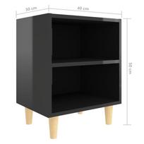 naktiniai staliukai juodi - Naktinis staliukas VLX High Gloss 805793, juodas, 30x40x50 cm - 5 nuotrauka