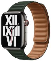 apple watch 45mm apyrankes - Apple Watch 45mm Sequoia Green Leather Link - 3 nuotrauka