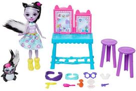 leles enchantimals - Lėlė Mattel Enchantimals Stinkin Cute Vanity With Sage Skunk GJX34, 15 cm - 2 nuotrauka